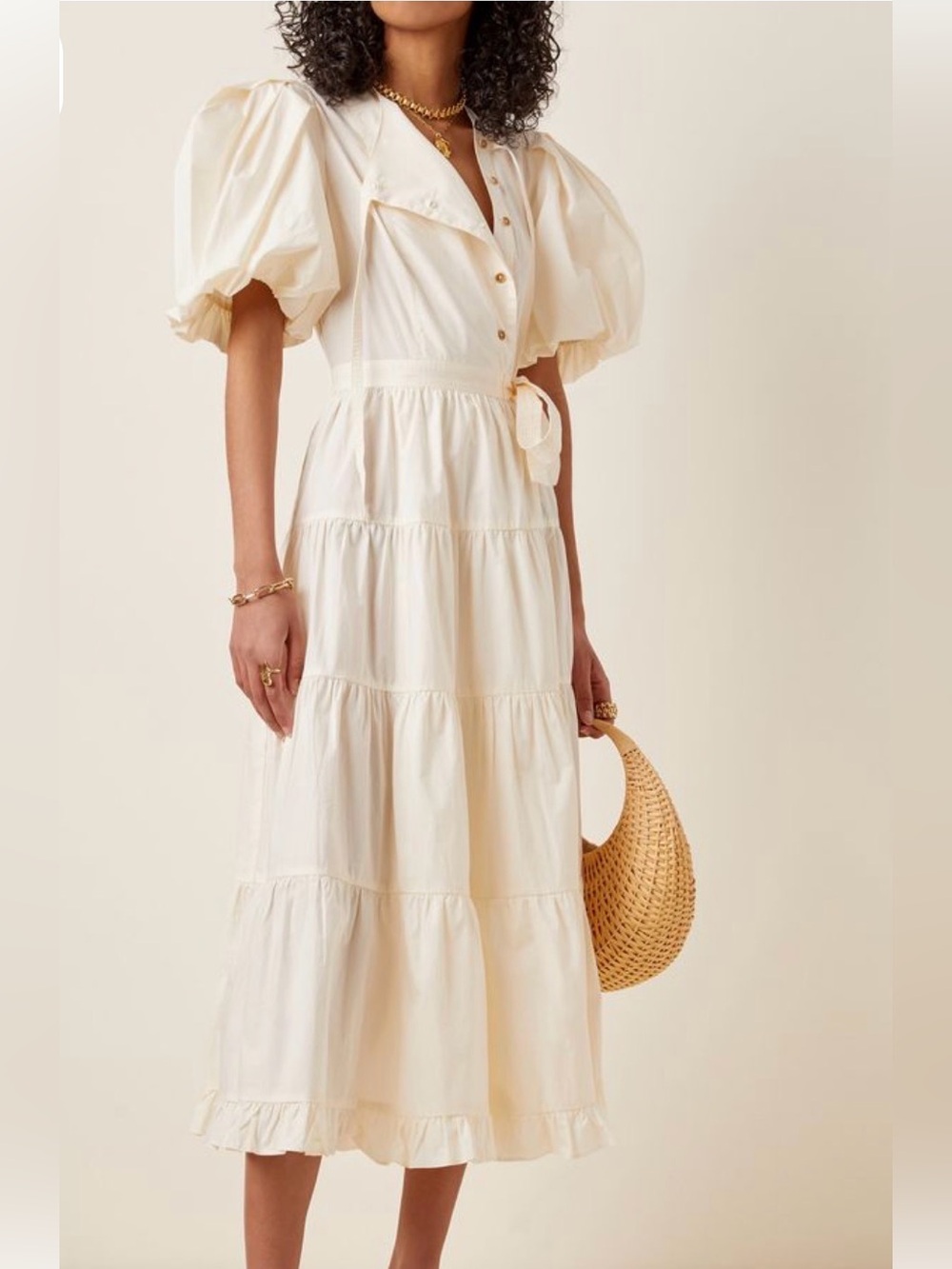 ULLA Johnson Agatha dress in cream size 4 - Picture 2 of 4